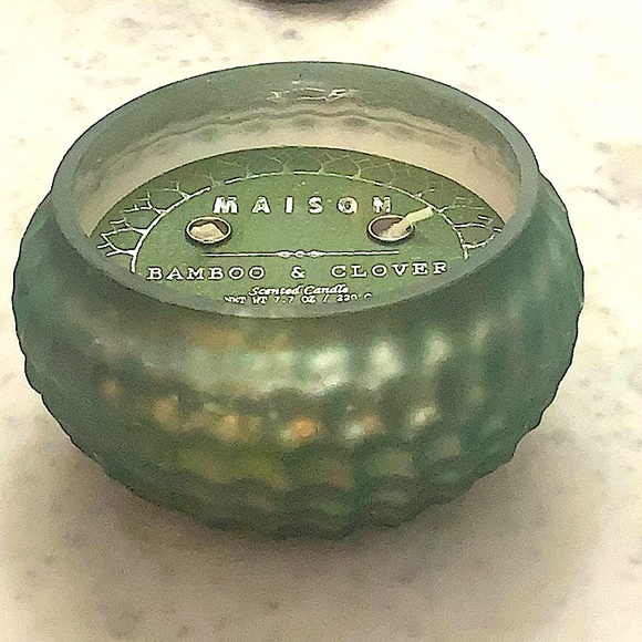 MAISON LOS ANGELES CANDLE BAMBOO & CLOVER GREEN MERCURY GLASS 3 WICK 7.7 Oz  NEW - Picture 2 of 4